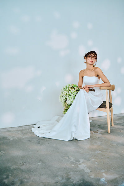 サテン ベアトップ Aラインドレス(W320)