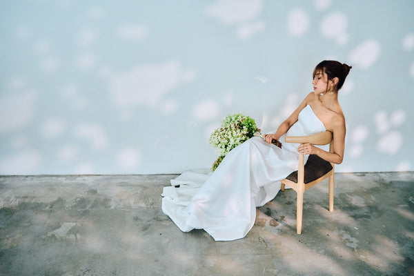 サテン ベアトップ Aラインドレス(W320)