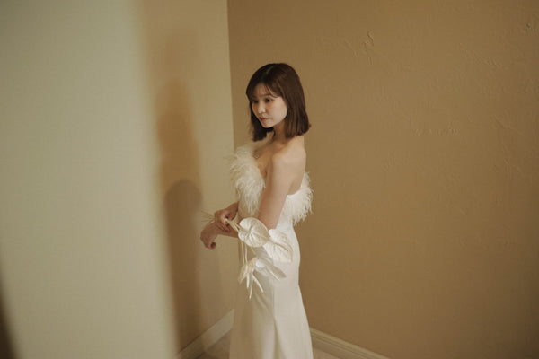 オーストリッチ フェザー ソフトマーメイドドレス(W349)