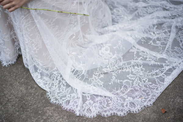 総レース ボートネック 半袖 スレンダードレス(W222)