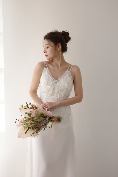 フレアデザイン 刺繍 シフォンドレス(W256)