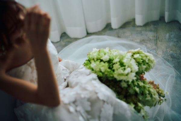 フラワーレース ベアトップ チュールドレス(W313)