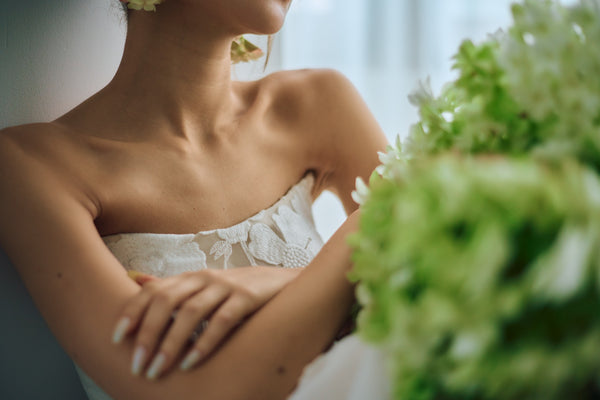 フラワーレース ベアトップ チュールドレス(W313)