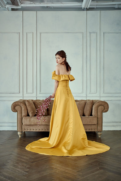 オフショルダー Aラインドレス マスタード(W274MU)