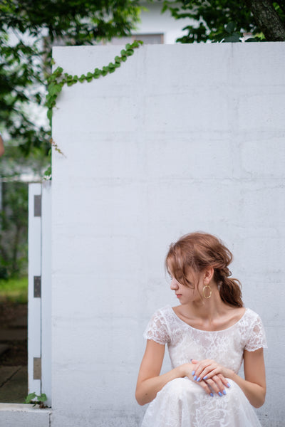 総レース ボートネック 半袖 スレンダードレス(W222)