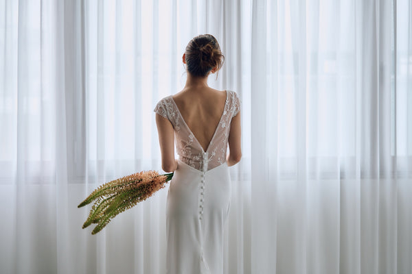 フレンチスリーブ 刺繍 ドッキングドレス(W324)