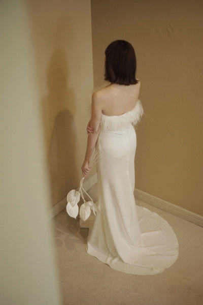 オーストリッチ フェザー ソフトマーメイドドレス(W349)