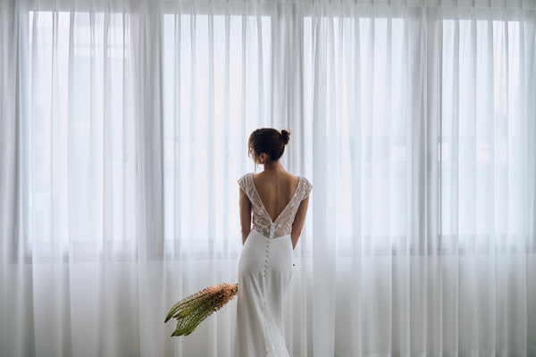 フレンチスリーブ 刺繍 ドッキングドレス(W324)