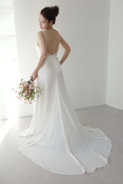 フレアデザイン 刺繍 シフォンドレス(W256)