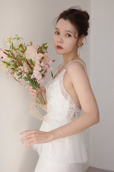 フレアデザイン 刺繍 シフォンドレス(W256)