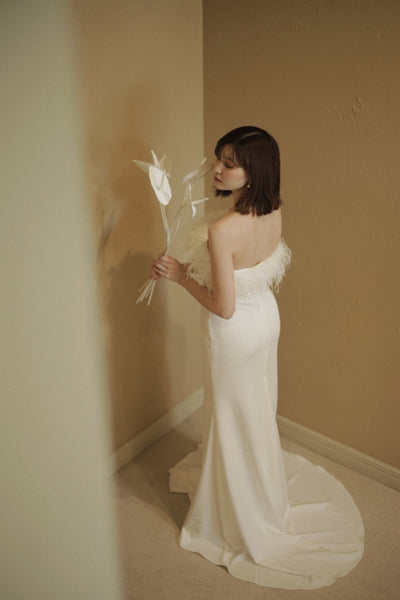 オーストリッチ フェザー ソフトマーメイドドレス(W349)