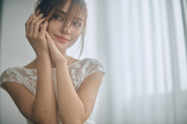 フレンチスリーブ 刺繍 ドッキングドレス(W324)