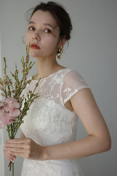 フレンチスリーブ 総レース Aラインドレス(W168)