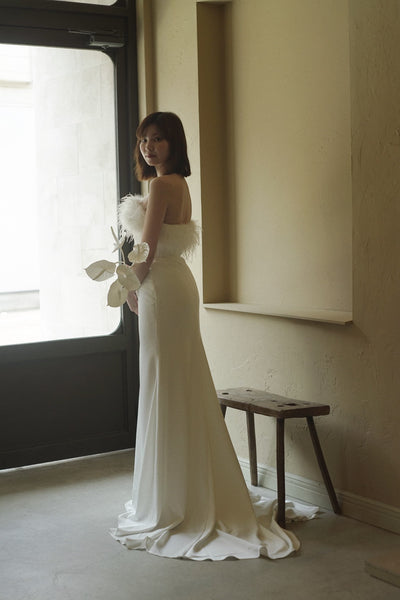 オーストリッチ フェザー ソフトマーメイドドレス(W349)