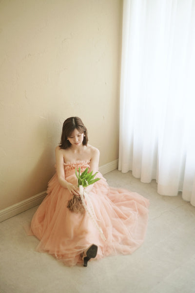 フリル チュールドレス コーラルピンク(W347CP)