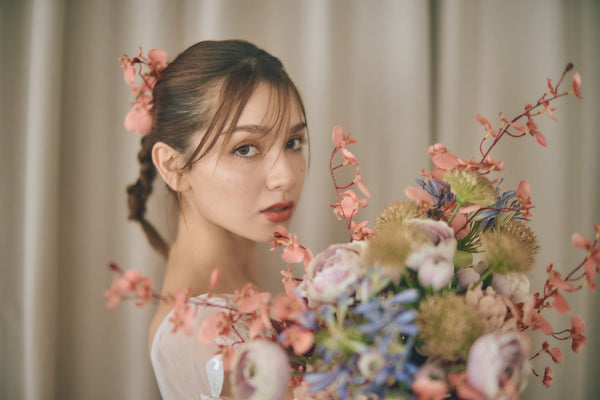 フレンチスリーブ 刺繍 Aラインドレス(W315)