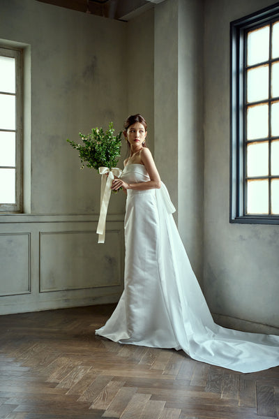 2way サテン ベアトップ バックトレーンドレス(W278)