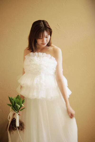 フリル チュールドレス ホワイト(W347WH)