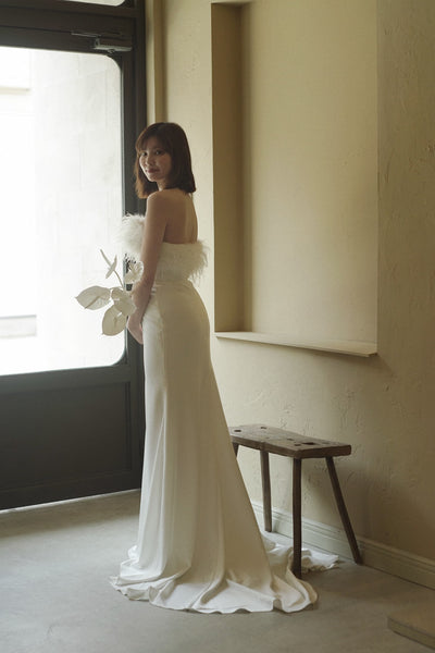 オーストリッチ フェザー ソフトマーメイドドレス(W349)