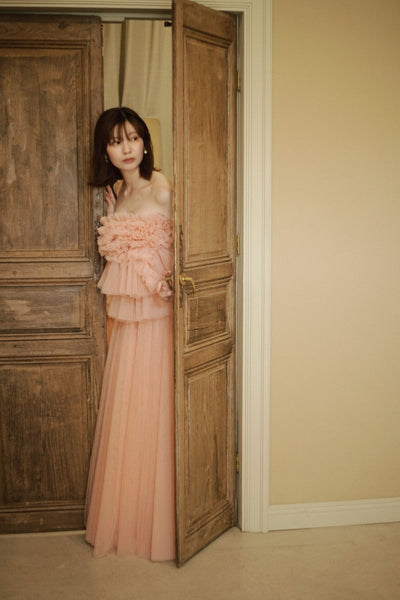 フリル チュールドレス コーラルピンク(W347CP)