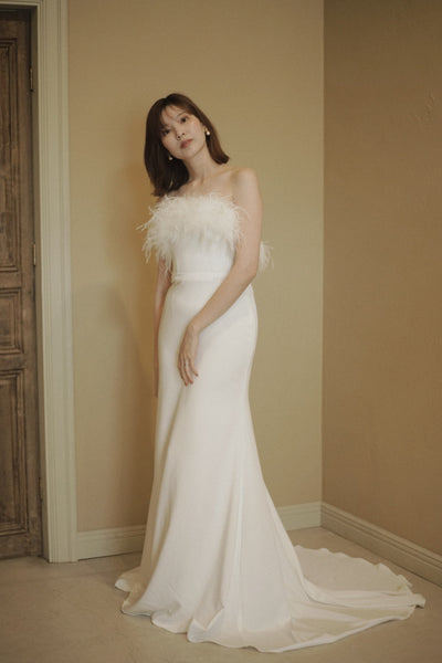 オーストリッチ フェザー ソフトマーメイドドレス(W349)