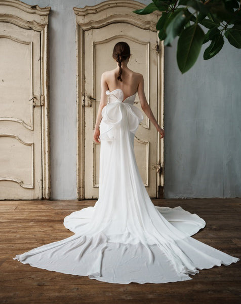 2way バックリボン ベアトップ ソフトマーメイドドレス(W265)