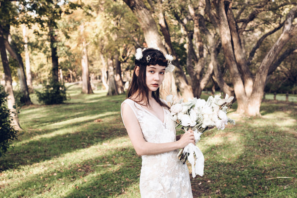 刺繍レース バックV マーメイドドレス(W176)