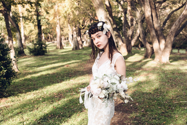 刺繍レース バックV マーメイドドレス(W176)