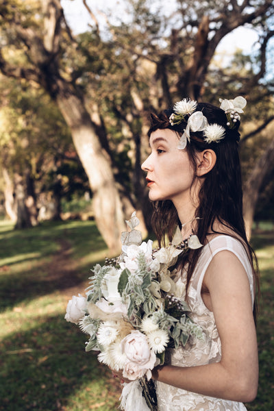 刺繍レース バックV マーメイドドレス(W176)