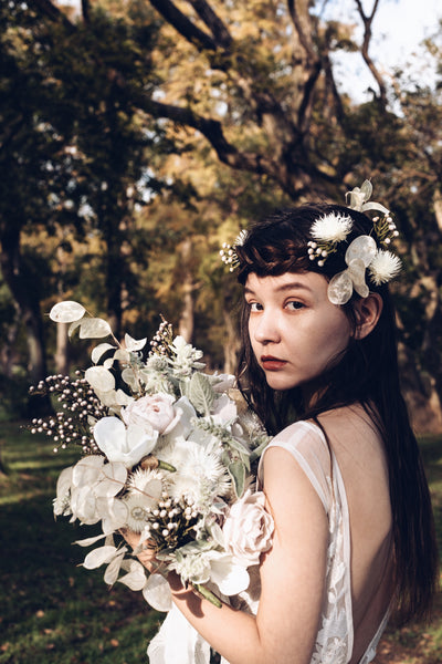 刺繍レース バックV マーメイドドレス(W176)