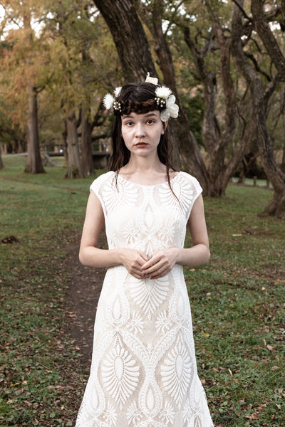 総レース フレンチスリーブ スレンダードレス(W175)