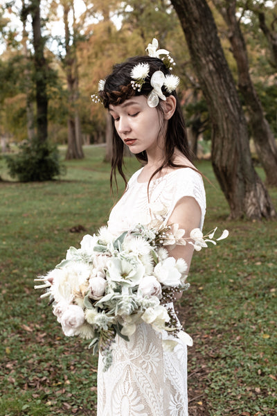 総レース フレンチスリーブ スレンダードレス(W175)