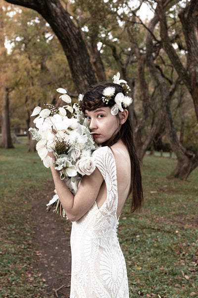 総レース フレンチスリーブ スレンダードレス(W175)