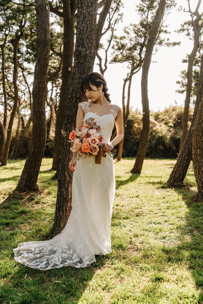 刺繍レース ハートカット スレンダードレス(W252)