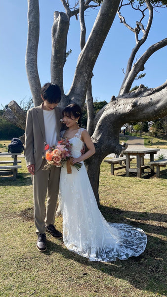 刺繍レース ハートカット スレンダードレス(W252)