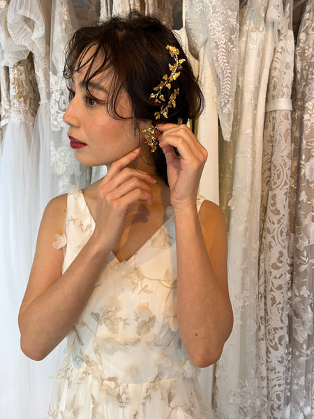 フラワーレース Vネック ノースリーブドレス(W262BE)