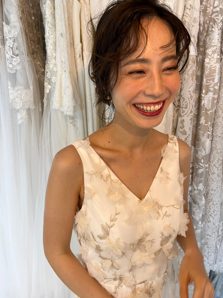 フラワーレース Vネック ノースリーブドレス(W262BE)