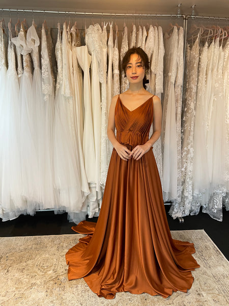 Vネック テラコッタ キャミソールドレス(B01)