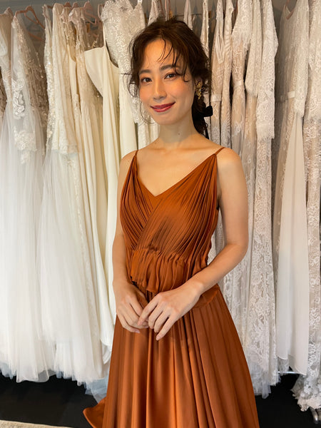 Vネック テラコッタ キャミソールドレス(B01)