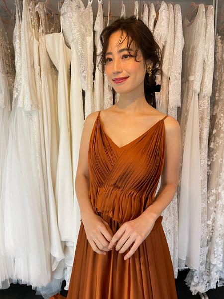 Vネック テラコッタ キャミソールドレス(B01)