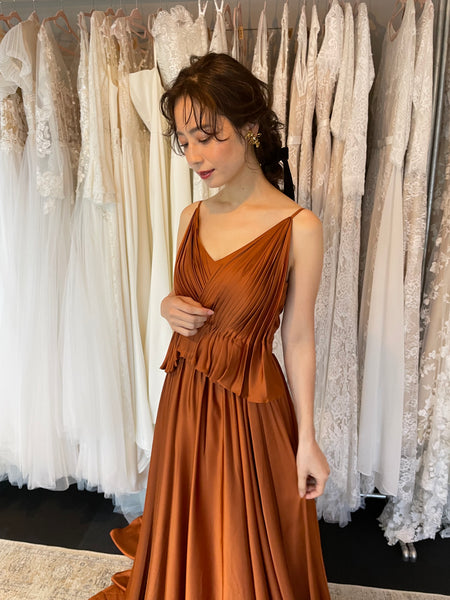 Vネック テラコッタ キャミソールドレス(B01)