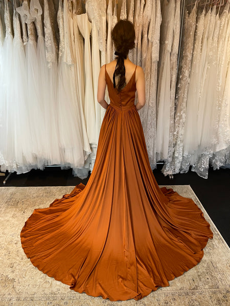 Vネック テラコッタ キャミソールドレス(B01)