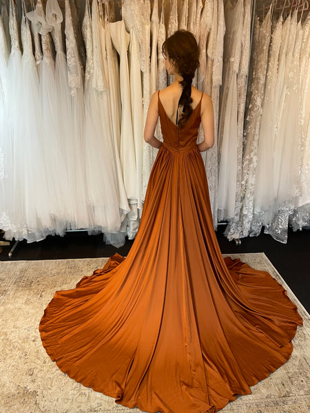 Vネック テラコッタ キャミソールドレス(B01)