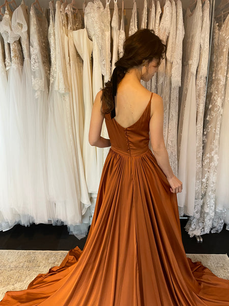 Vネック テラコッタ キャミソールドレス(B01)