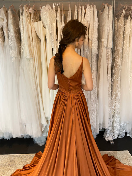 Vネック テラコッタ キャミソールドレス(B01)