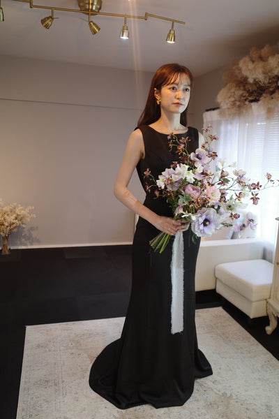 バックシャン ソフトマーメイドドレス ブラック(W190BK)