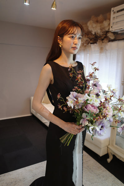 バックシャン ソフトマーメイドドレス ブラック(W190BK)