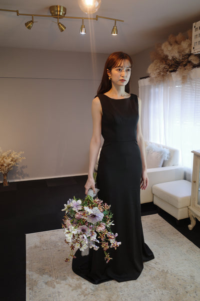 バックシャン ソフトマーメイドドレス ブラック(W190BK)