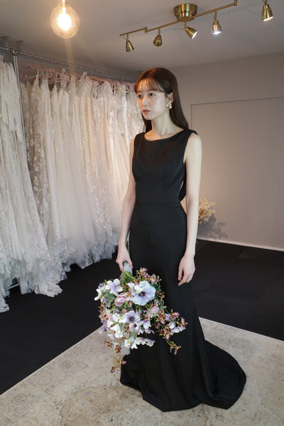 バックシャン ソフトマーメイドドレス ブラック(W190BK)