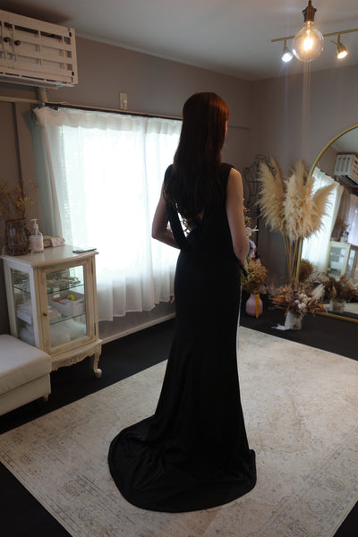 バックシャン ソフトマーメイドドレス ブラック(W190BK)